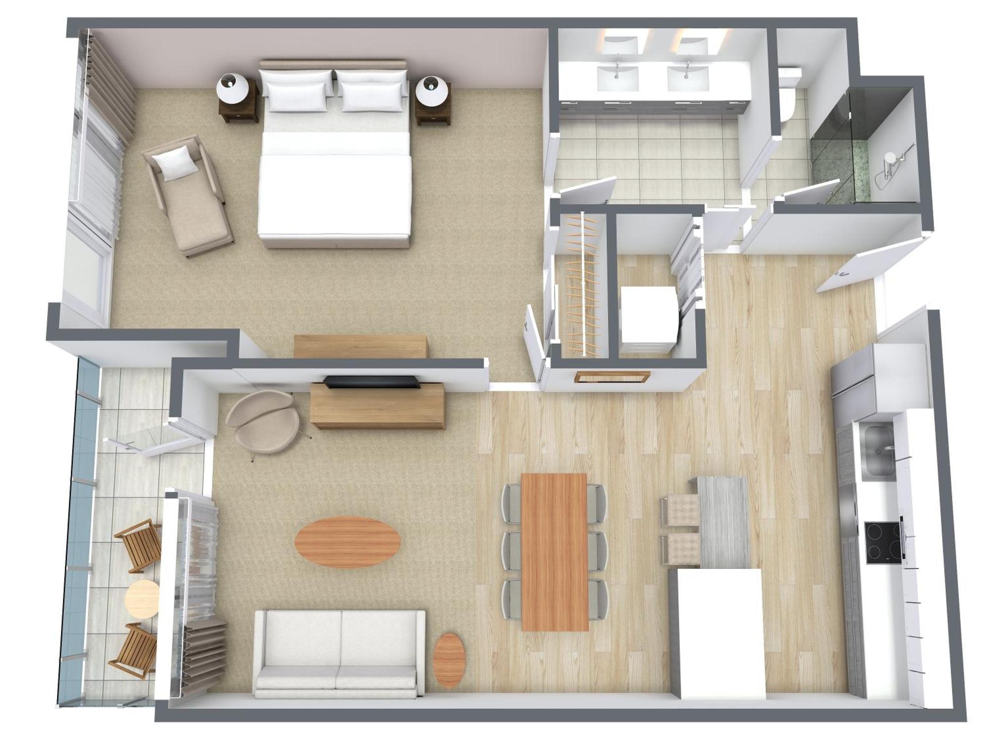 One-Bedroom Apartment Urban View